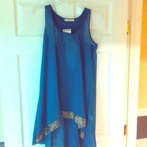 Cute turquoise with sequin flow top