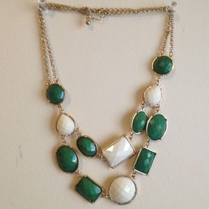 White and green statement necklace