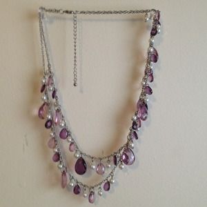 Purple and pearl drop necklace NWOT