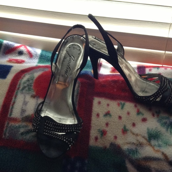 A pair evening black with bling heels