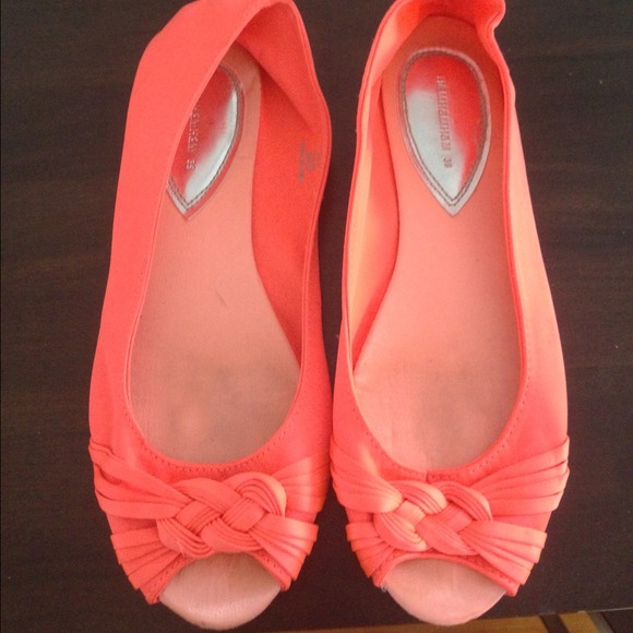 SOLD H and M bright coral open toe flats
