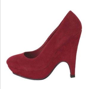 5" Red Faux Suede Wedges.