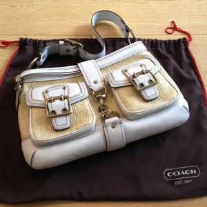 Coach SE Straw and Leather Handbag