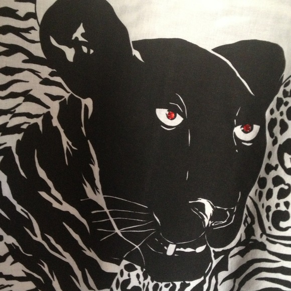 ***SOLD***Black & White Big Shirt. Tiger,Panther, - Picture 1 of 4