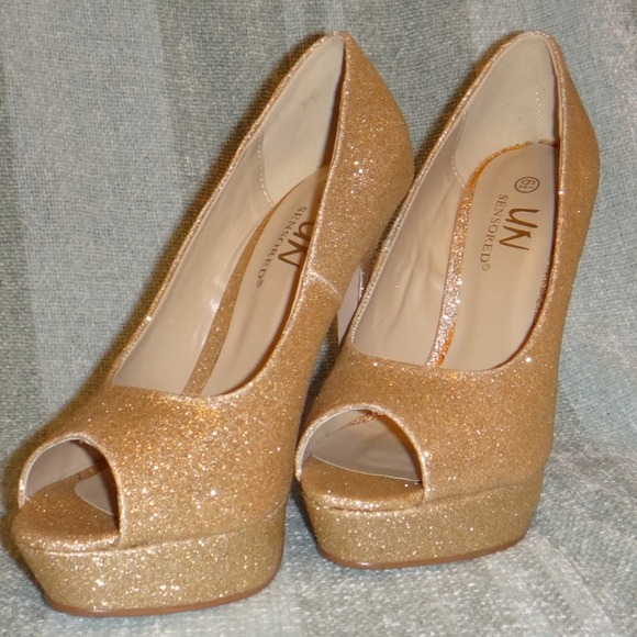 Shoes - New Gold Glitter Peep Toe.