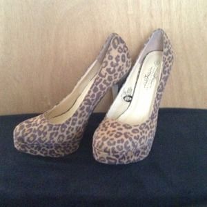 Cheetah print high heel shoes