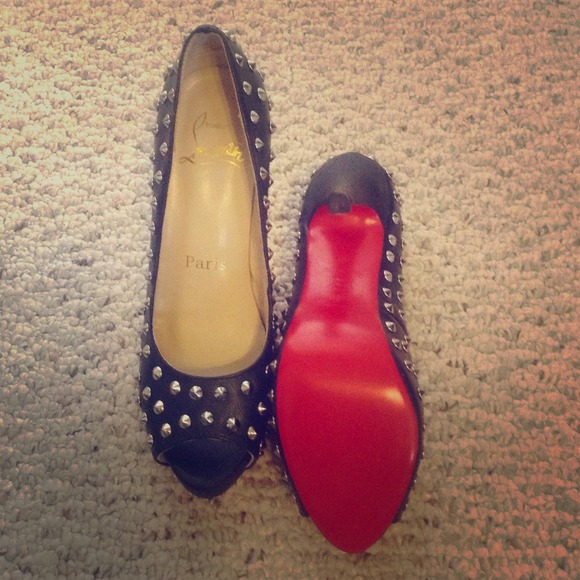 Inspired Louboutin studded peep-toe heels, size 36