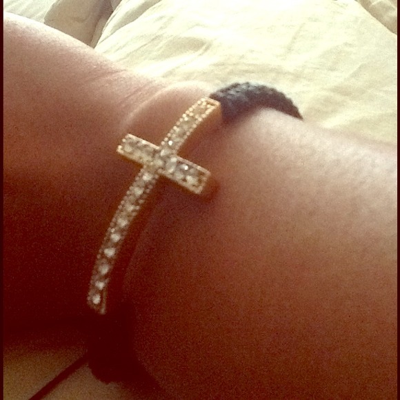 Rhinestone cross bracelet
