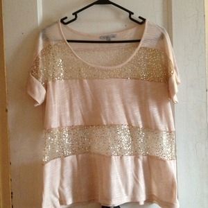 Striped light pink and silver shirt