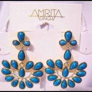 NEW Amrita Singh GoldPlate Turquoise Resin Earring—Host Pick