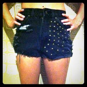 Studded black high waisted shorts