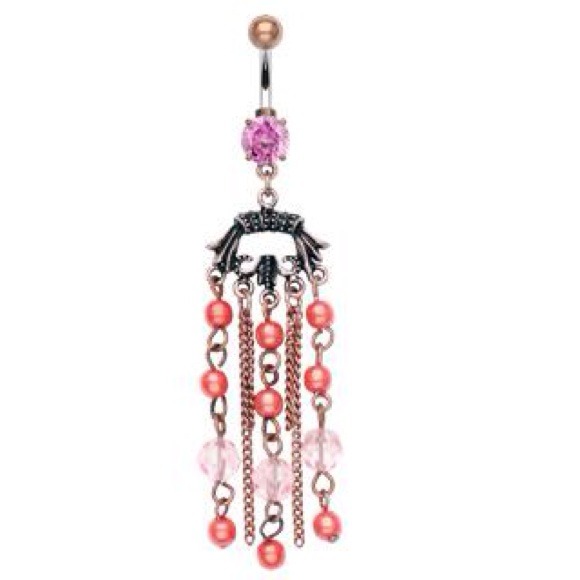 Pink Vintage Chandelier Belly Ring Navel Jewelry