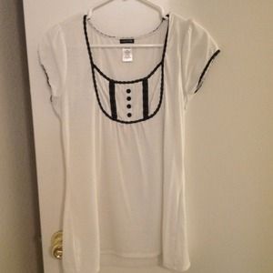 Cream and black embellished blouse