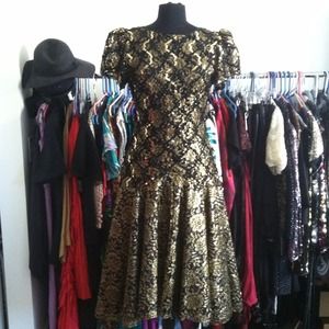 Vintage Black and Gold Cocktail Dress