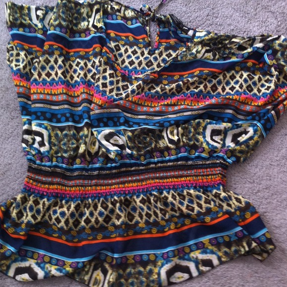 Tribal print sheer top