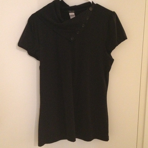 Black blouse button embellishments on the neck