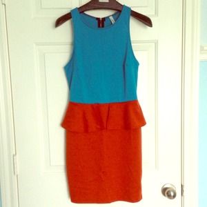 NWOT Color Blocked Peplum Dress