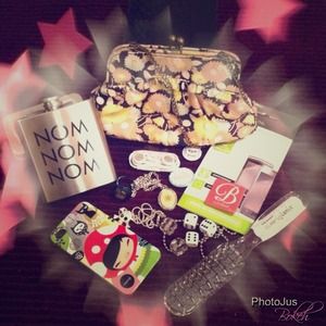 A bundle purse, flask, iPhone cover