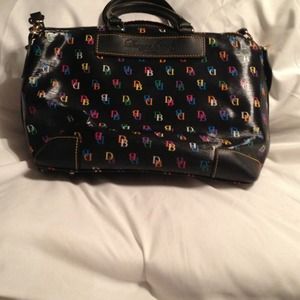 Dooney and burke black with multi color logos