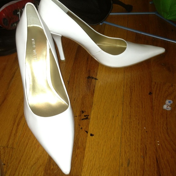 Nine West white stilettos