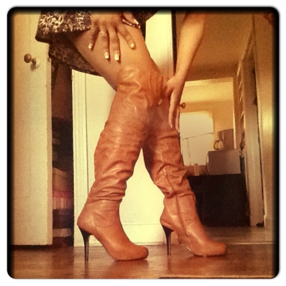 LOWERED PRICE AGAIN!! Brown/Tan thigh high boots