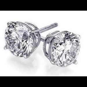 4-Carat Sterling Silver CZ Studs.