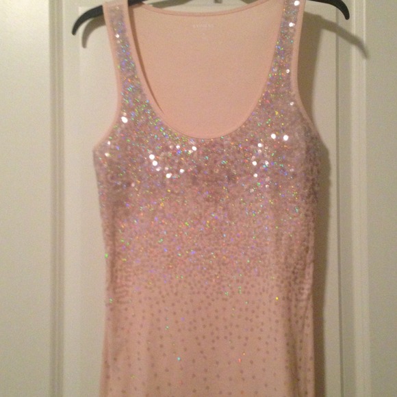 Express Sparkle tan tank top