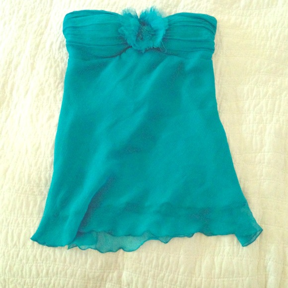 Turquoise Strapless Top