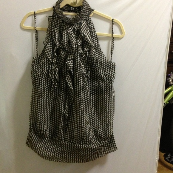 SOLD- BUNDLE-Halter Black & White Ruffled  Shirt
