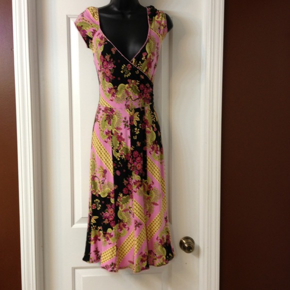 Betsey Johnson print dress, jersey spandex