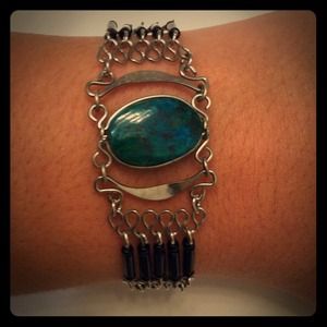Vintage Boho Green Turquoise Stone Bracelet