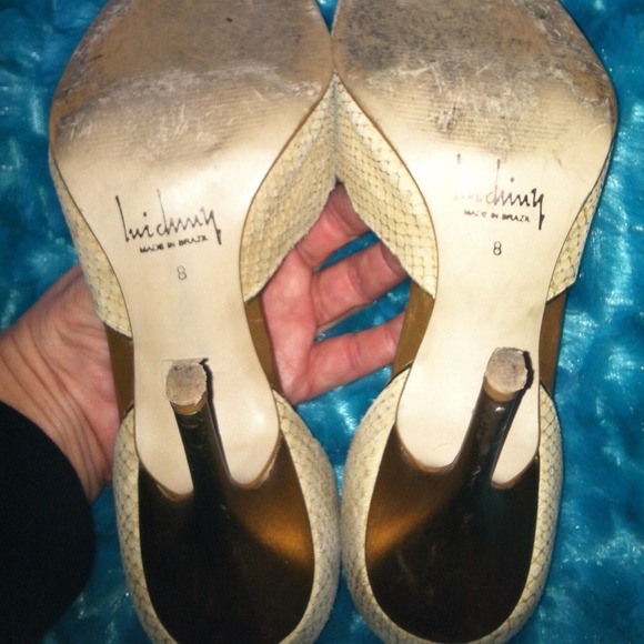 "SOLD TO BAYLEE" Gold suede stiletto size 8 - Picture 3 of 4