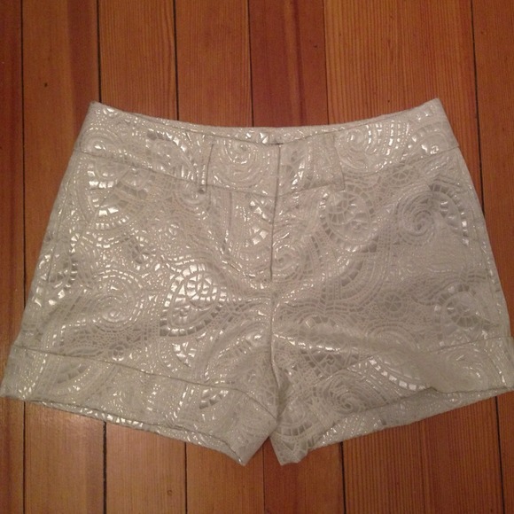 SOLD New York and Company shiny silver shorts