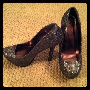 Silver sparkle 4.5 inch heel