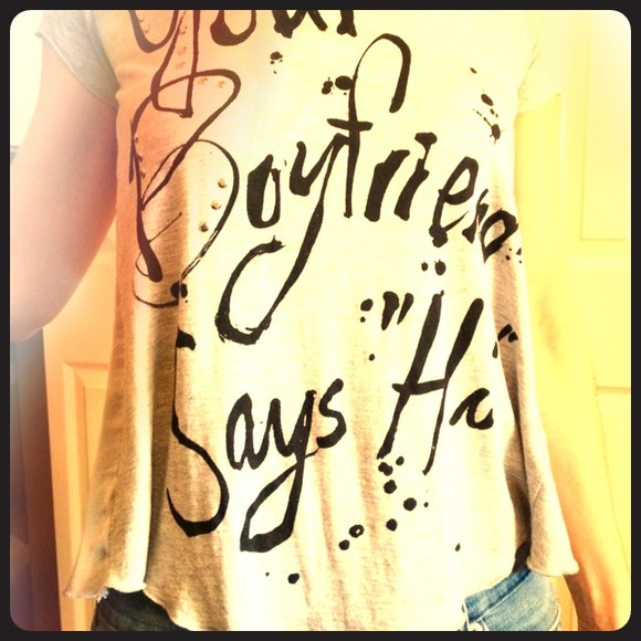 REDUCED! Grey Shirt with Black Writing. Worn Once!
