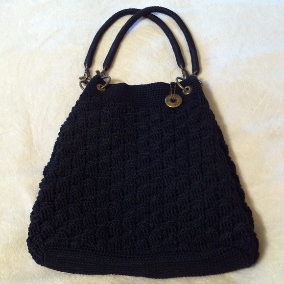 Sak black crochet handbag.