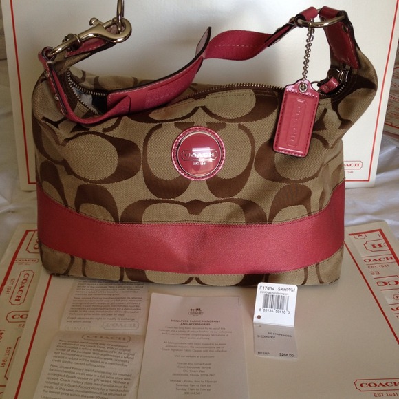 Genuine COACH Signature Stripe HOBO