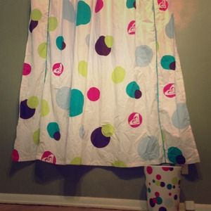 Roxy shower curtain with matching trash can