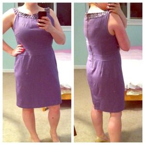 Purple heathered wool mad men style sheath dress