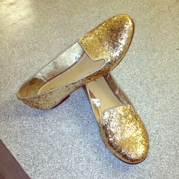 Gold Oxford flats