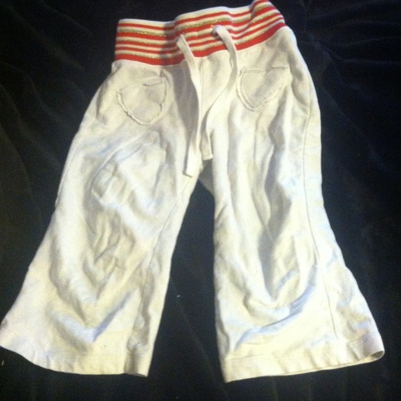 White sweats w red stripes