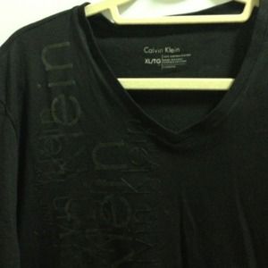Men's Calvin Klein Black V Neck Short Sleeve Shirt