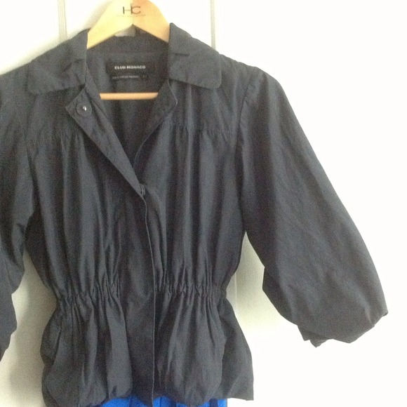 Club Monaco silky cropped puff sleeve jacket
