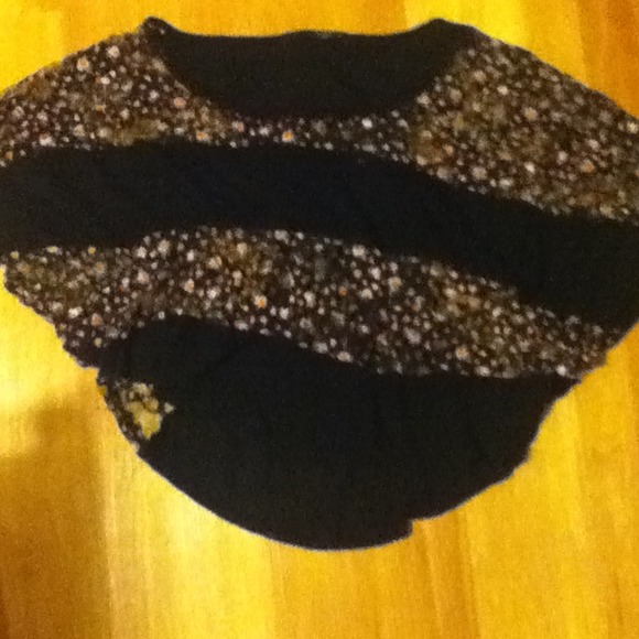 Lace and floral shirt.