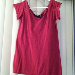 Cute off the shoulder shirt.