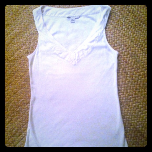 SOLD in bundle! Dressy V Neck white tank
