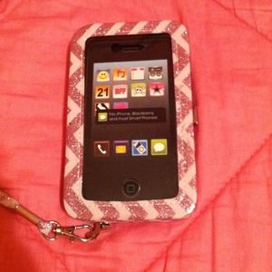 Brand new pink chevron iPhone wallet