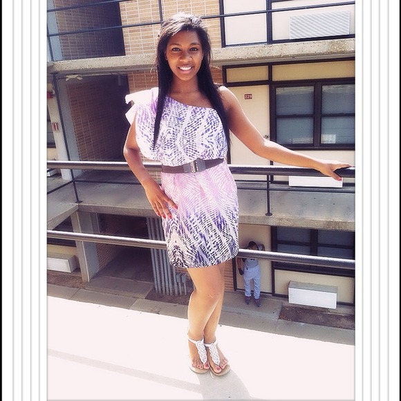 One Shoulder Pink & Purple Print Dress. 💗💖💜💕🎀 - Picture 2 of 2
