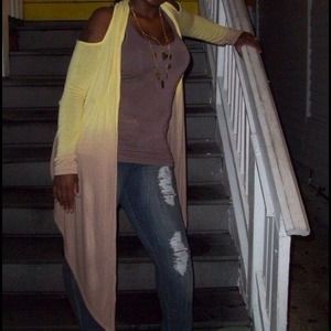 Cold shoulder, ombré sweater