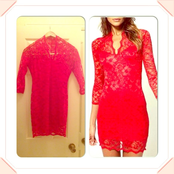 Red lace dress